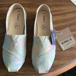 TOMS Alpargata white multi tie dye jersey 7.5 NEW